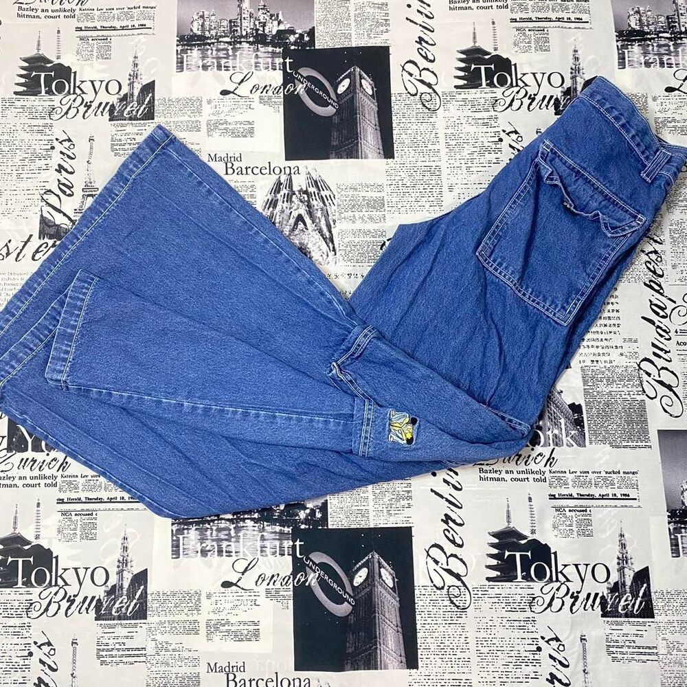 Buggirl USA 90s y2k Women's phat pants wide leg raver jeans embroidery